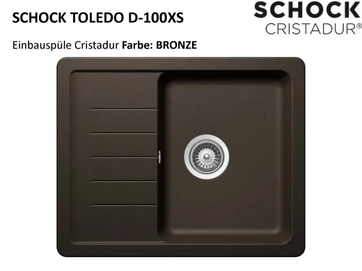 SCHOCK Kchensple Toledo D-100XS Cristadur Nano-Granitsple / Einbausple mit Drehexcenter