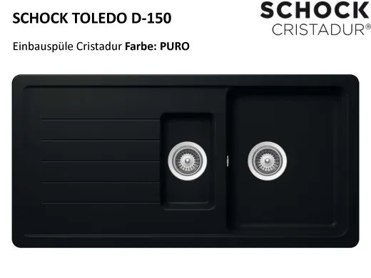 ❎ SCHOCK Kchensple Toledo D-150 Cristadur Nano-Granitsple / Einbausple mit Drehexcenter