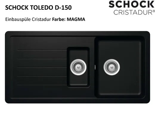 ❎ SCHOCK Kchensple Toledo D-150 Cristadur Nano-Granitsple / Einbausple mit Drehexcenter