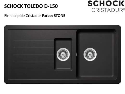 ❎ SCHOCK Kchensple Toledo D-150 Cristadur Nano-Granitsple / Einbausple mit Drehexcenter