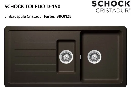 ❎ SCHOCK Kchensple Toledo D-150 Cristadur Nano-Granitsple / Einbausple mit Drehexcenter