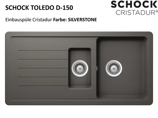 ❎ SCHOCK Kchensple Toledo D-150 Cristadur Nano-Granitsple / Einbausple mit Drehexcenter