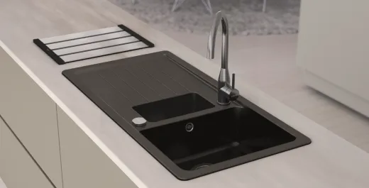 ❎ SCHOCK Kchensple Toledo D-150 Cristadur Nano-Granitsple / Einbausple mit Drehexcenter