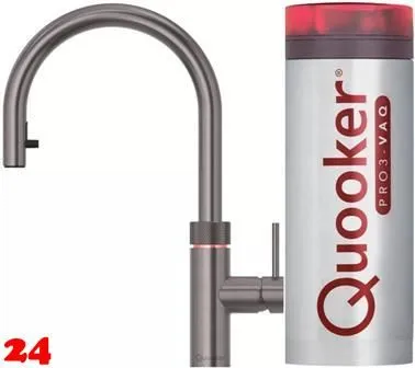 QUOOKER FLEX VAQ PRO3 Einhebelmischer Zugauslauf Gunmetal PVD & 100C Armatur Kochendwasserhahn (PRO3FXRGME)