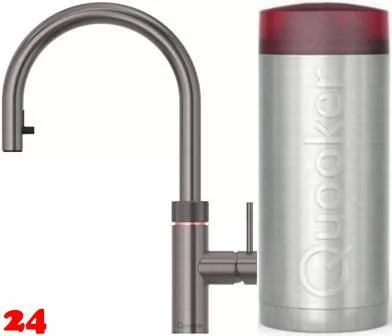 QUOOKER FLEX Combi B Einhebelmischer Zugauslauf Gunmetal PVD & 100C Armatur Kochendwasserhahn (COMBIFXRGME)