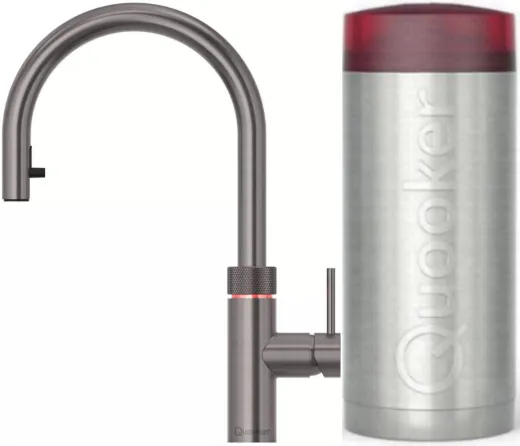 QUOOKER FLEX Combi (+) B Einhebelmischer Zugauslauf Gunmetal PVD & 100C Armatur Kochendwasserhahn (COMBI+FXRGME)
