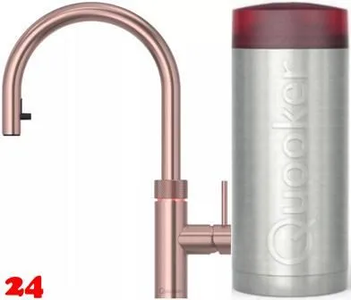 QUOOKER FLEX Combi (+) B Einhebelmischer Zugauslauf Kupfer Rose' PVD & 100C Armatur Kochendwasserhahn (COMBI+FXRRCO)