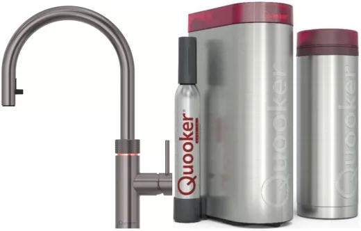 QUOOKER FLEX Zugauslauf Gunmetal VAQ PRO3 mit CUBE 2 *Der Wasserhahn, der alles kann! (PRO3FXRGMECUBE)