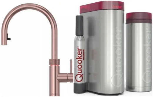 QUOOKER FLEX Zugauslauf Kupfer Rose' PVD VAQ PRO3 mit CUBE 2 *Der Wasserhahn, der alles kann! (PRO3FXRRCOCUBE)