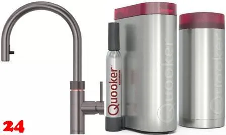 QUOOKER FLEX Zugauslauf Gunmetal PVD Combi (+) B mit CUBE 2 *Der Wasserhahn, der alles kann! (COMBI+FXRGMECUBE)