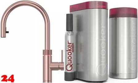 QUOOKER FLEX Zugauslauf Kupfer Rose' PVD Combi (+) B mit CUBE 2 *Der Wasserhahn, der alles kann! (COMBI+FXRRCOCUBE)