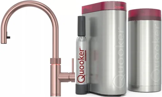 QUOOKER FLEX Zugauslauf Kupfer Rose' PVD Combi (+) B mit CUBE 2 *Der Wasserhahn, der alles kann! (COMBI+FXRRCOCUBE)