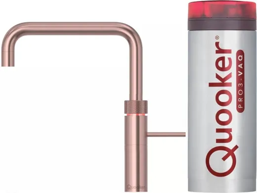 QUOOKER FUSION Square VAQ PRO3 Einhebelmischer Kupfer Rose' PVD & 100C Armatur Kochendwasserhahn (PRO3FNSRCO)