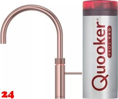 QUOOKER FUSION Round VAQ PRO3 Einhebelmischer Kupfer Rose' PVD & 100C Armatur Kochendwasserhahn (PRO3FNRRCO)