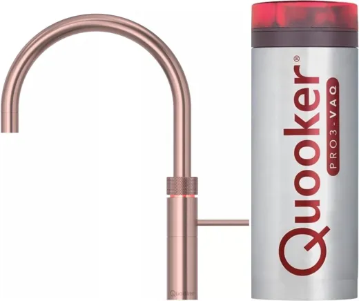 QUOOKER FUSION Round VAQ PRO3 Einhebelmischer Kupfer Rose' PVD & 100C Armatur Kochendwasserhahn (PRO3FNRRCO)