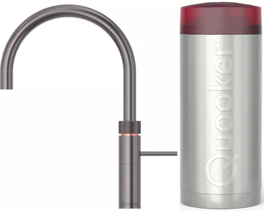 QUOOKER FUSION Round Combi B Einhebelmischer Gunmetal PVD & 100C Armatur Kochendwasserhahn (COMBIFNRGME)