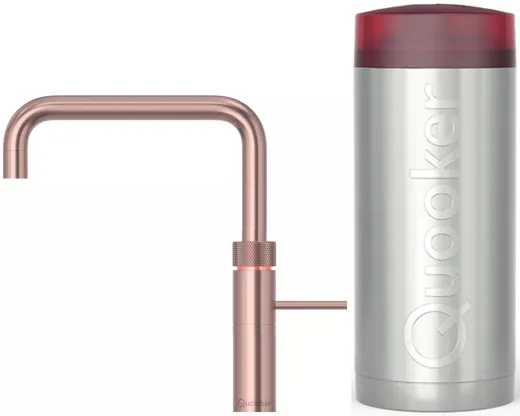 QUOOKER FUSION Square Combi (+) B Einhebelmischer Kupfer Rose' PVD & 100C Armatur Kochendwasserhahn (COMBI+FNSRCO)