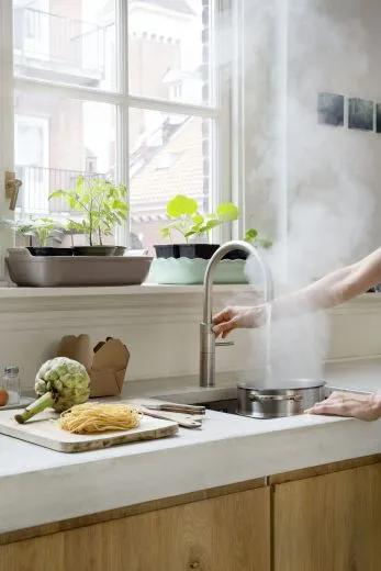 QUOOKER FUSION Round Combi (+) B Einhebelmischer Gunmetal PVD & 100C Armatur Kochendwasserhahn (COMBI+FNRGME)