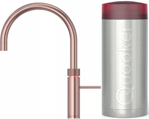 QUOOKER FUSION Round Combi (+) B Einhebelmischer Kupfer Rose' PVD & 100C Armatur Kochendwasserhahn (COMBI+FNRRCO)
