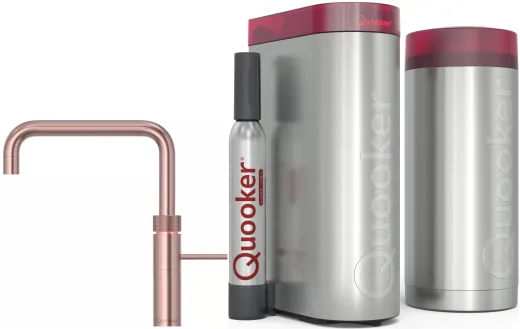 QUOOKER FUSION Square Kupfer Rose' PVD COMBI (+) B mit CUBE 2 *Der Wasserhahn, der alles kann! (COMBI+FNSRCOCUBE)