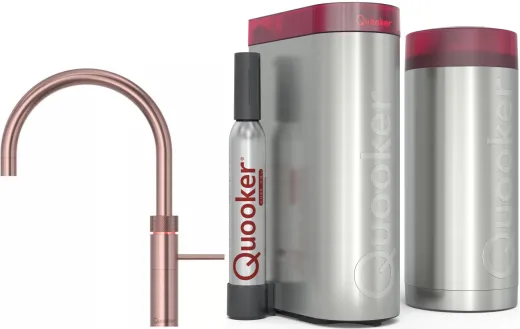 QUOOKER FUSION Round Kupfer Rose' PVD COMBI (+) B mit CUBE 2 *Der Wasserhahn, der alles kann! (COMBI+FNRRCOCUBE)