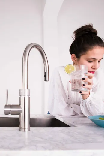 QUOOKER FUSION Round Kupfer Rose' PVD COMBI (+) B mit CUBE 2 *Der Wasserhahn, der alles kann! (COMBI+FNRRCOCUBE)