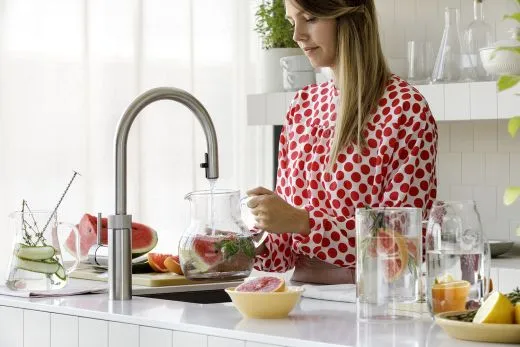 QUOOKER FLEX ROUND Zugauslauf Chrom Kchenarmatur mit 5 in 1 Funktion und elektronischer Steuerung (FXRCHR) {NUR Armatur}
