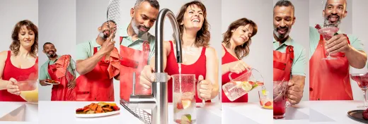 QUOOKER FLEX ROUND Zugauslauf Edelstahl Kchenarmatur mit 5 in 1 Funktion und elektronischer Steuerung (FXRSST) {NUR Armatur}