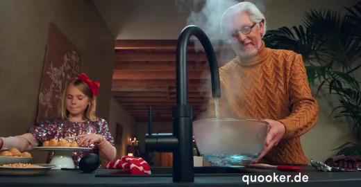 QUOOKER FLEX ROUND Zugauslauf Schwarz matt PVD Kchenarmatur mit 5 in 1 Funktion und elektronischer Steuerung (FXRBLK) {NUR Armatur}