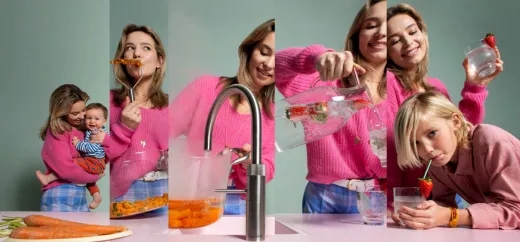 QUOOKER FRONT Festauslauf Edelstahl Kchenarmatur mit 5 in 1 Funktion und elektronischer Steuerung (FTSST) {NUR Armatur}