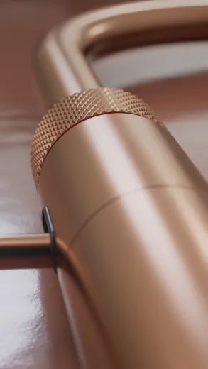 QUOOKER FUSION Round Festauslauf Kupfer Rose' PVD Kchenarmatur mit 5 in 1 Funktion und elektronischer Steuerung (FNRRCO) {NUR Armatur}