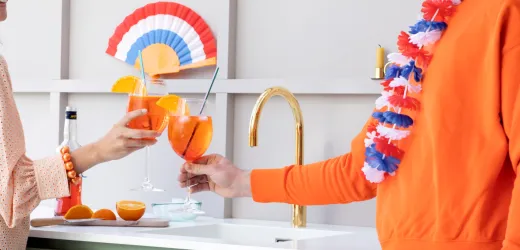 QUOOKER FUSION Round Festauslauf Gold Edition Kchenarmatur mit 5 in 1 Funktion und elektronischer Steuerung (FNRGLD) {NUR Armatur}