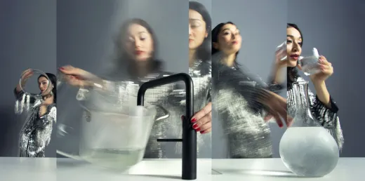 QUOOKER FUSION Square Festauslauf Schwarz matt PVD Kchenarmatur mit 5 in 1 Funktion und elektronischer Steuerung (FNSBLK) {NUR Armatur}