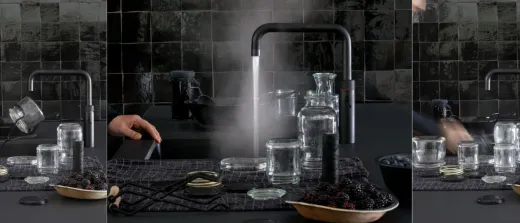 QUOOKER FUSION Square Festauslauf Schwarz matt PVD Kchenarmatur mit 5 in 1 Funktion und elektronischer Steuerung (FNSBLK) {NUR Armatur}