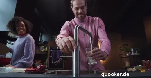 QUOOKER FUSION Square Festauslauf Gunmetal PVD Kchenarmatur mit 5 in 1 Funktion und elektronischer Steuerung (FNSGME) {NUR Armatur}