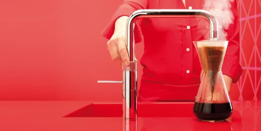 QUOOKER FUSION Square Festauslauf Kupfer Rose' PVD Kchenarmatur mit 5 in 1 Funktion und elektronischer Steuerung (FNSRCO) {NUR Armatur}