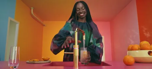 QUOOKER FUSION Square Festauslauf Gold Edition Kchenarmatur mit 5 in 1 Funktion und elektronischer Steuerung (FNSGLD) {NUR Armatur}