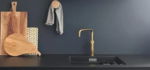 QUOOKER FUSION Square Festauslauf Gold Edition Kchenarmatur mit 5 in 1 Funktion und elektronischer Steuerung (FNSGLD) {NUR Armatur}