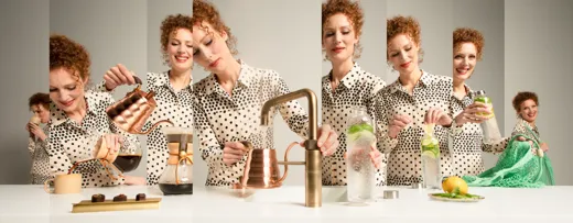 QUOOKER FUSION Square Festauslauf Messing Patina Kchenarmatur mit 5 in 1 Funktion und elektronischer Steuerung (FNSPTB) {NUR Armatur}