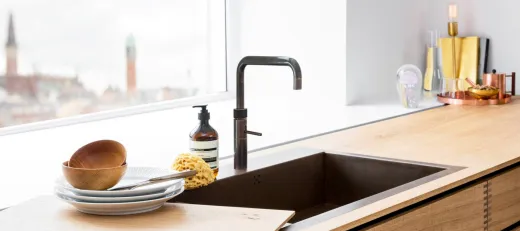 QUOOKER FUSION Square Festauslauf Messing Patina Kchenarmatur mit 5 in 1 Funktion und elektronischer Steuerung (FNSPTB) {NUR Armatur}