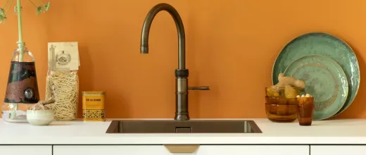 QUOOKER CLASSIC FUSION Round Festauslauf Messing Patina Kchenarmatur mit 5 in 1 Funktion und elektronischer Steuerung Nostalgieoptik (CFNRPTB) {NUR Armatur}