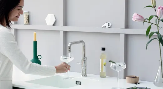 QUOOKER CLASSIC FUSION Square Festauslauf Messing Patina Kchenarmatur mit 5 in 1 Funktion und elektronischer Steuerung Nostalgieoptik (CFNSPTB) {NUR Armatur}