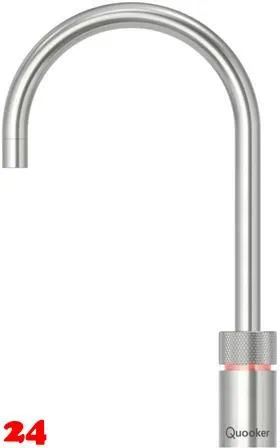 QUOOKER NORDIC Round Festauslauf Voll Edelstahl Single Tap mit 3 in 1 Funktion und elektronischer Steuerung (NSRSST) {NUR Armatur}