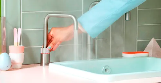 QUOOKER NORDIC Square Festauslauf Chrom Single Tap mit 3 in 1 Funktion und elektronischer Steuerung (NSSCHR) {NUR Armatur}