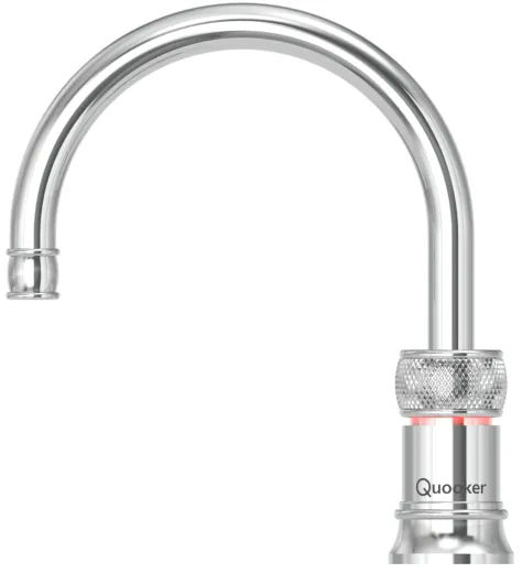 QUOOKER CLASSIC NORDIC Round Festauslauf Chrom Single Tap mit 3 in 1 Funktion und elektronischer Steuerung Nostalgieoptik (CNSRCHR) {NUR Armatur}
