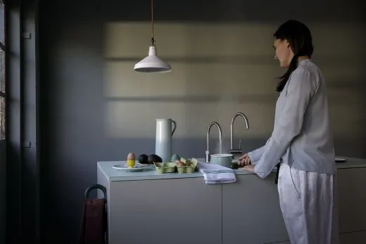 QUOOKER NORDIC Round Kchenarmatur Chrom Einhebelmischer / Spltischarmatur mit Festauslauf 360 schwenkbarer Auslauf (NMRCHR)