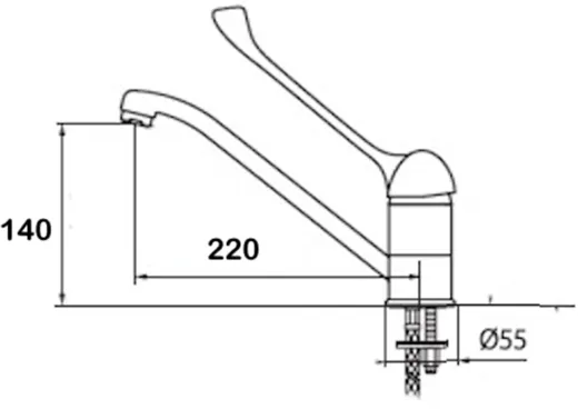 AQUACUCINA Kchenarmatur Basic T9505 MED Einhebelmischer Chrom Med. Bereich Unterarmbedienung