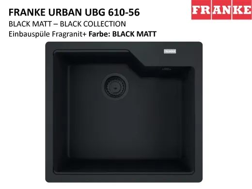 FRANKE Kchensple Urban UBG 610-56 Fragranit+ Einbausple / Granitsple Black Matt - Black Collection