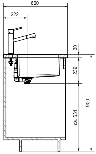 FRANKE Kchensple Maris MRX 110-50 Unterbausple (Montage unter die Arbeitsplatte) mit Siebkorb als Drehknopfventil
