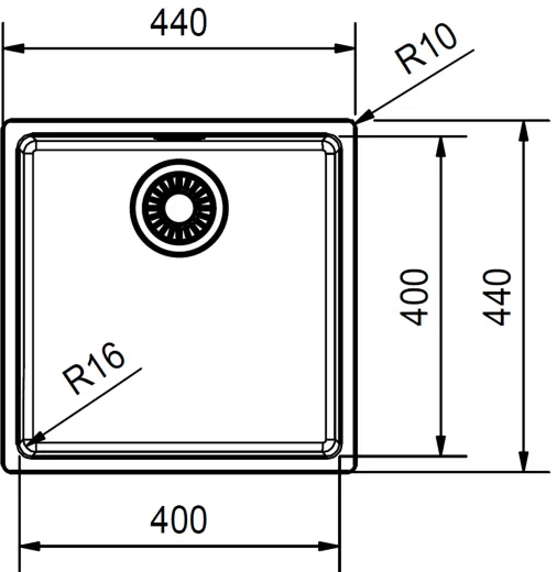 FRANKE Kchensple Maris MRX 110-40 Unterbausple (Montage unter die Arbeitsplatte) mit Siebkorb als Drehknopfventil